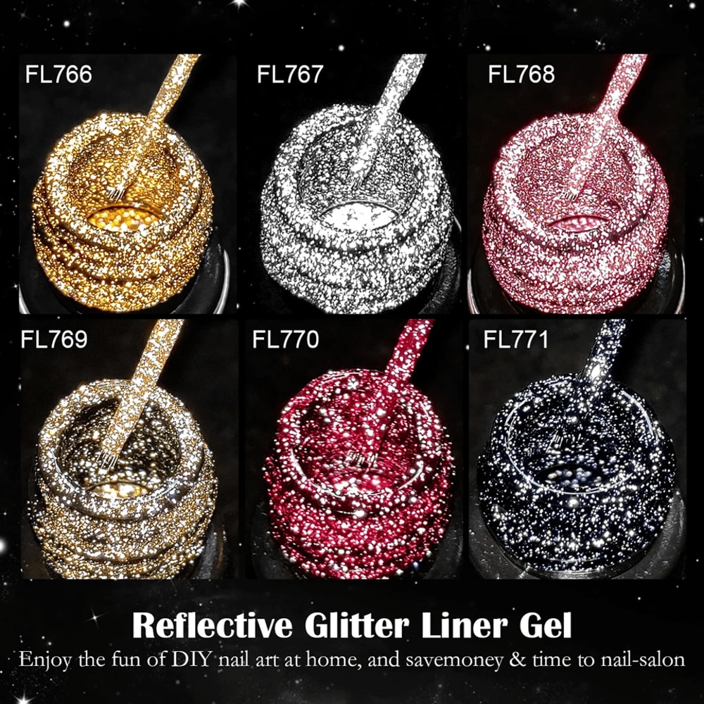 Reflective Glitter Nail Gel Polish UV LED Liner Painting Gel 0