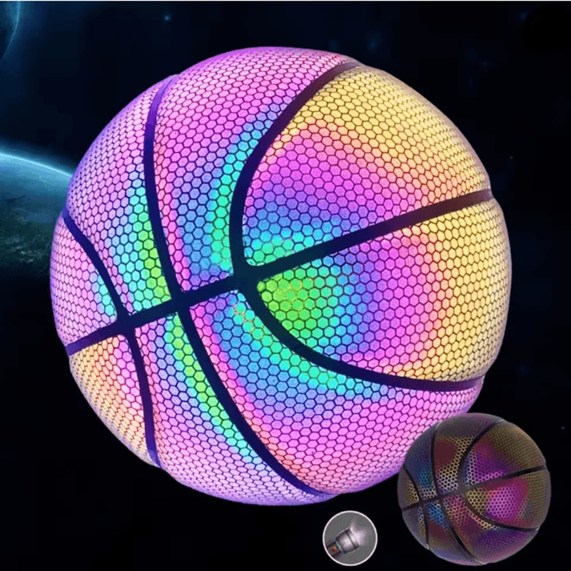 Reflective Colorful Basketball For Night Play And Decorative Fun 0