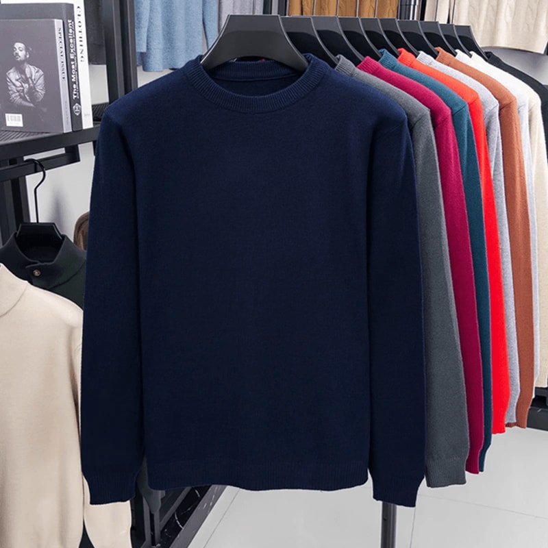 Modern Diamond Knit Crew Neck Sweater Mens Casual Pullover 9