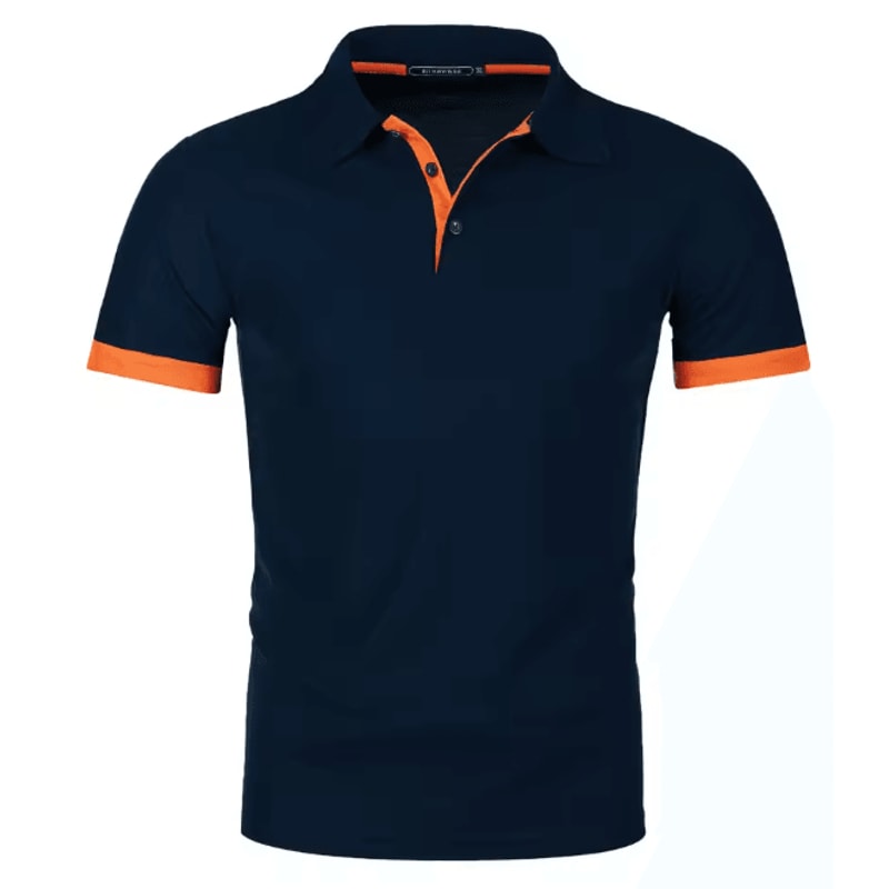 Mens Short Sleeve Color Block Lapel Shirt Casual Fashion Top 1