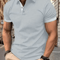 Mens Short Sleeve Color Block Lapel Shirt Casual Fashion Top 13