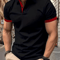 Mens Short Sleeve Color Block Lapel Shirt Casual Fashion Top 8