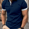 Mens Short Sleeve Color Block Lapel Shirt Casual Fashion Top 10