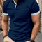 Mens Short Sleeve Color Block Lapel Shirt Casual Fashion Top 10