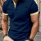 Mens Short Sleeve Color Block Lapel Shirt Casual Fashion Top 11