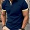 Mens Short Sleeve Color Block Lapel Shirt Casual Fashion Top 11