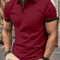 Mens Short Sleeve Color Block Lapel Shirt Casual Fashion Top 19