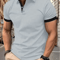 Mens Short Sleeve Color Block Lapel Shirt Casual Fashion Top 20