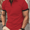 Mens Short Sleeve Color Block Lapel Shirt Casual Fashion Top 5