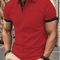 Mens Short Sleeve Color Block Lapel Shirt Casual Fashion Top 5