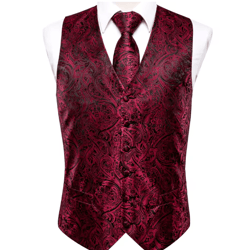 mens silk jacquard vest tie and accessory set for formal wear