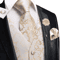 Mens Silk Jacquard Vest Tie And Accessory Set For Formal Wear 3
