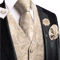 Mens Silk Jacquard Vest Tie And Accessory Set For Formal Wear 5