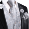 Mens Silk Jacquard Vest Tie And Accessory Set For Formal Wear 6