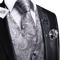Mens Silk Jacquard Vest Tie And Accessory Set For Formal Wear 7