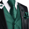 Mens Silk Jacquard Vest Tie And Accessory Set For Formal Wear 12