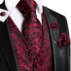 mens silk jacquard vest tie and accessory set for formal wear