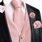 Mens Silk Jacquard Vest Tie And Accessory Set For Formal Wear 23