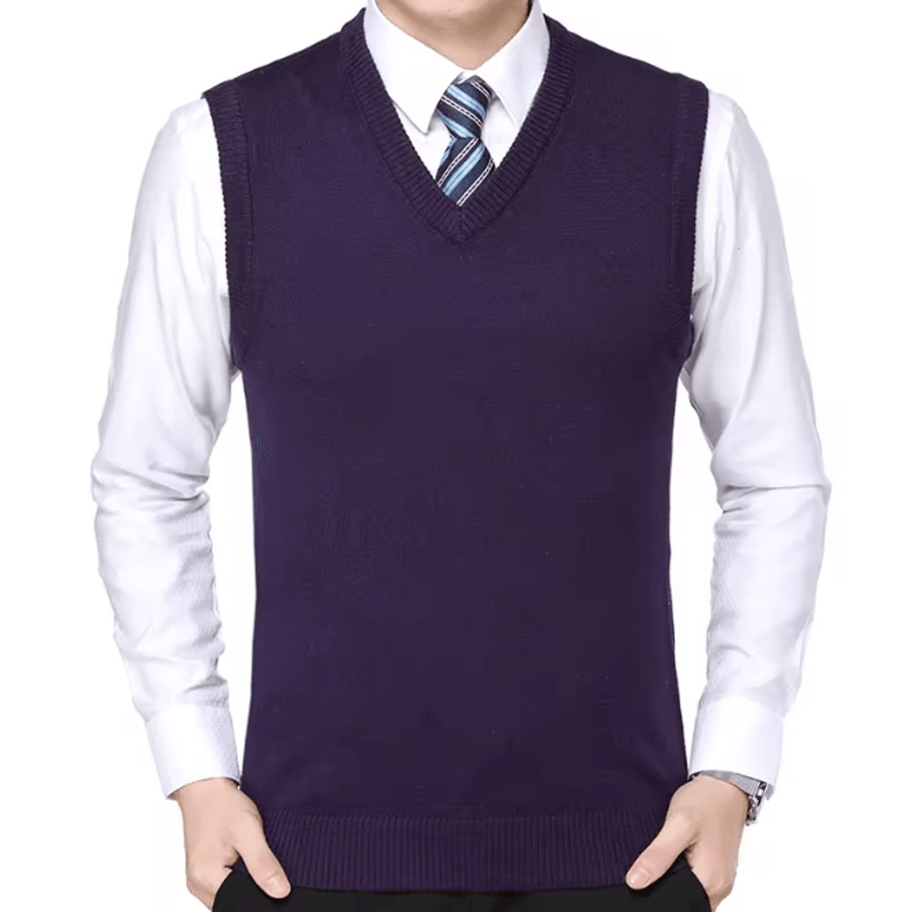 Mens Casual Sweater Vest Warm Knit Autumn Winter Wear 6