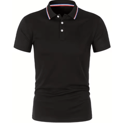 mens summer breathable polo shirt short sleeve casual top