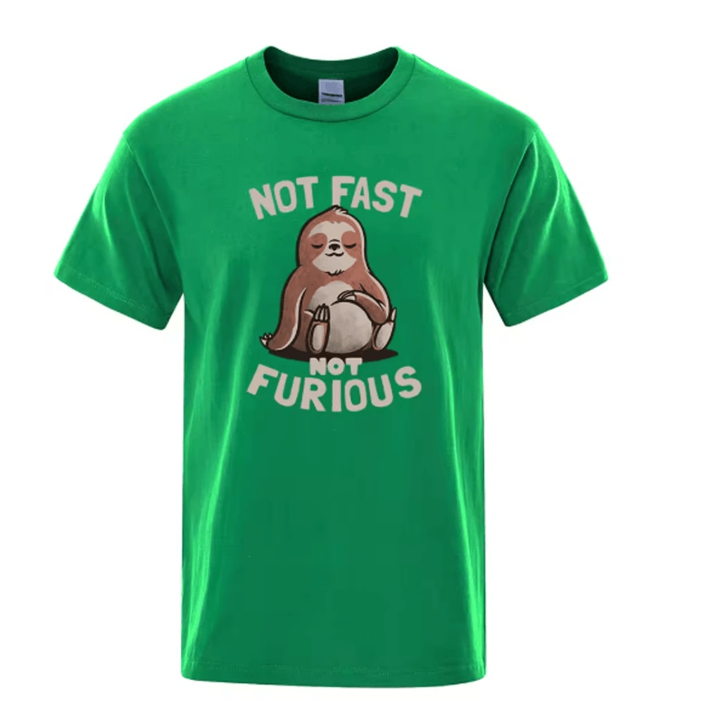 Not Fast Not Furious Sloth Oversized Cotton Streetwear T Shirt 9