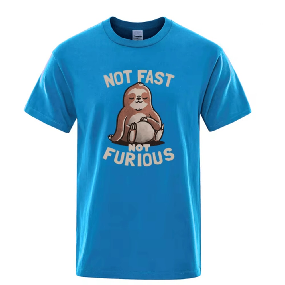 Not Fast Not Furious Sloth Oversized Cotton Streetwear T Shirt 10