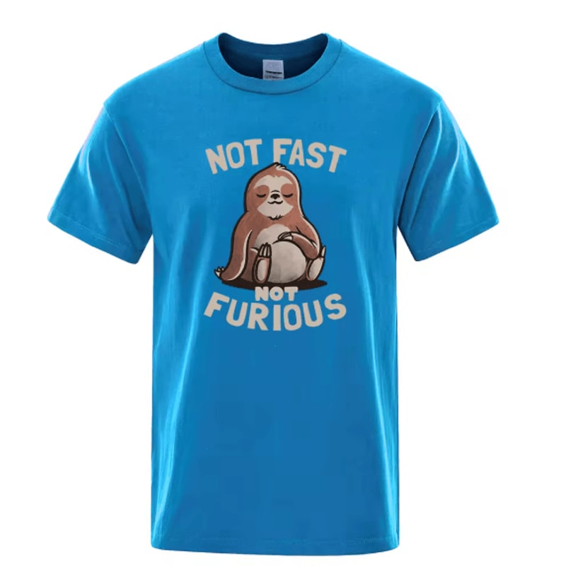 Not Fast Not Furious Sloth Oversized Cotton Streetwear T Shirt 10