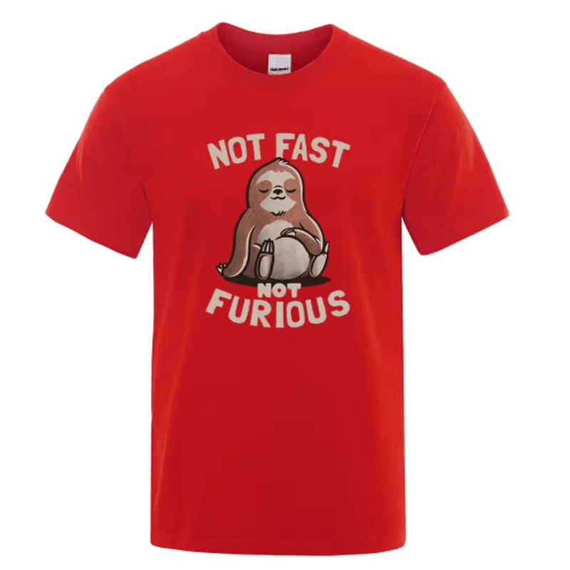 Not Fast Not Furious Sloth Oversized Cotton Streetwear T Shirt 11