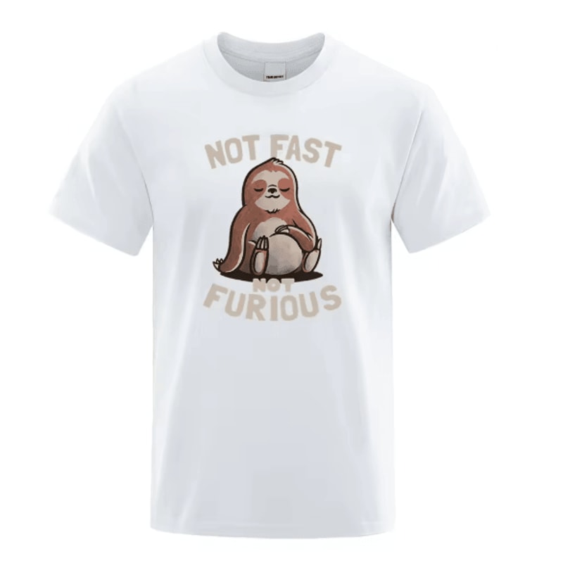Not Fast Not Furious Sloth Oversized Cotton Streetwear T Shirt 12