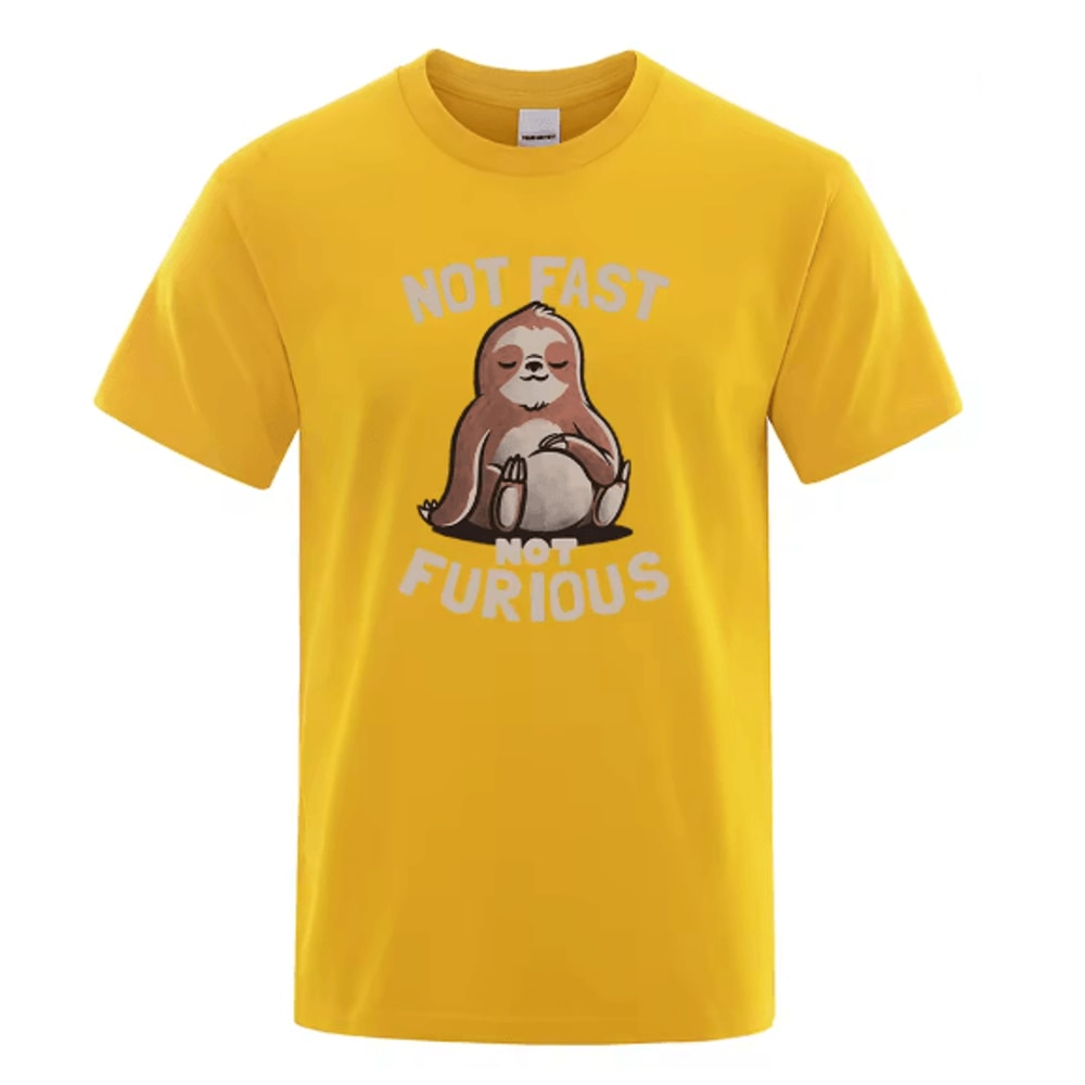 Not Fast Not Furious Sloth Oversized Cotton Streetwear T Shirt 13