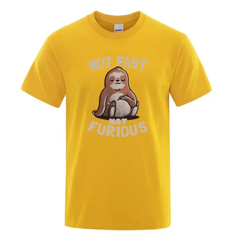 Not Fast Not Furious Sloth Oversized Cotton Streetwear T Shirt 13
