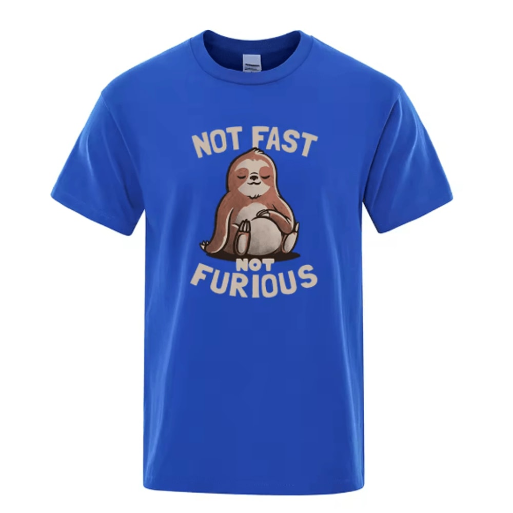 Not Fast Not Furious Sloth Oversized Cotton Streetwear T Shirt 3