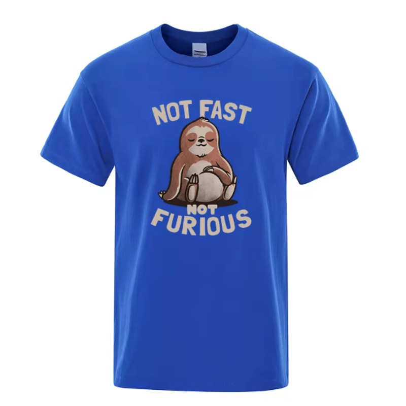Not Fast Not Furious Sloth Oversized Cotton Streetwear T Shirt 3