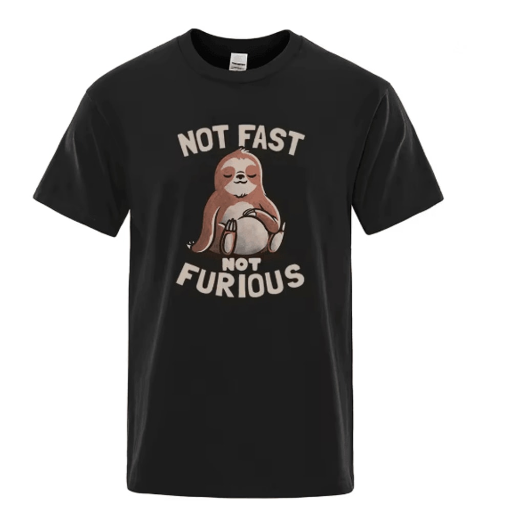 Not Fast Not Furious Sloth Oversized Cotton Streetwear T Shirt 4