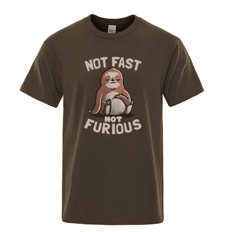 Not Fast Not Furious Sloth Oversized Cotton Streetwear T Shirt 5