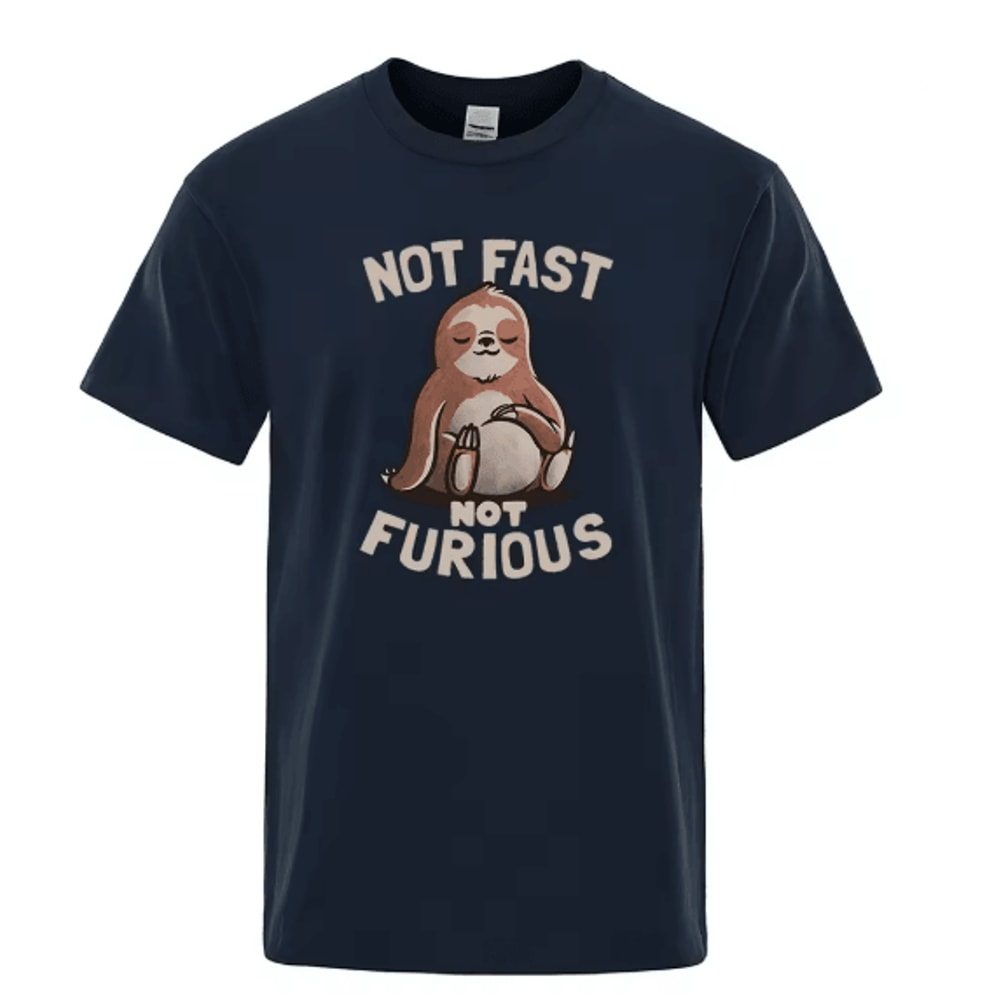 Not Fast Not Furious Sloth Oversized Cotton Streetwear T Shirt 6