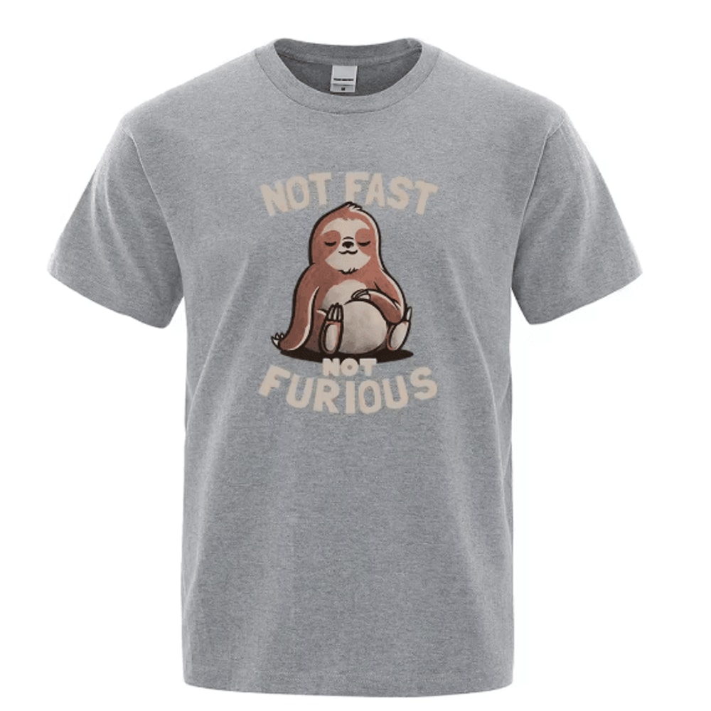 Not Fast Not Furious Sloth Oversized Cotton Streetwear T Shirt 7