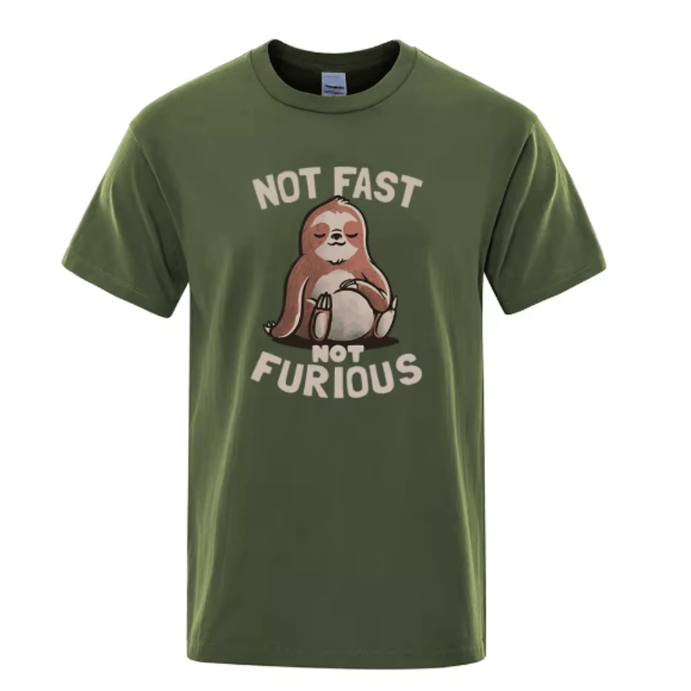 Not Fast Not Furious Sloth Oversized Cotton Streetwear T Shirt 8