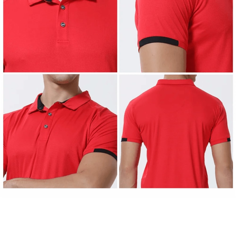 Mens Quick Dry Polo Shirt Lightweight Sports Fitness Top 1