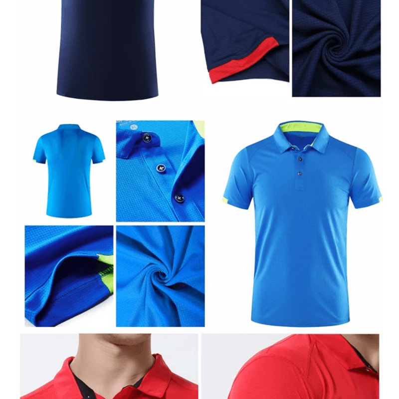 Mens Quick Dry Polo Shirt Lightweight Sports Fitness Top 2