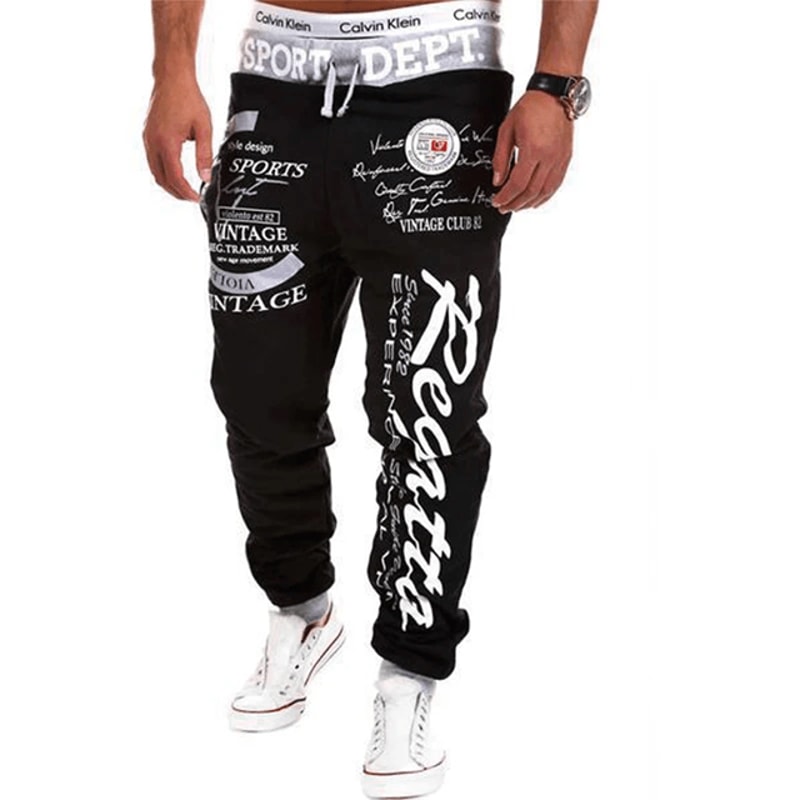 Mens Graphic Jogger Sweatpants Casual Streetwear Elastic Waist 3