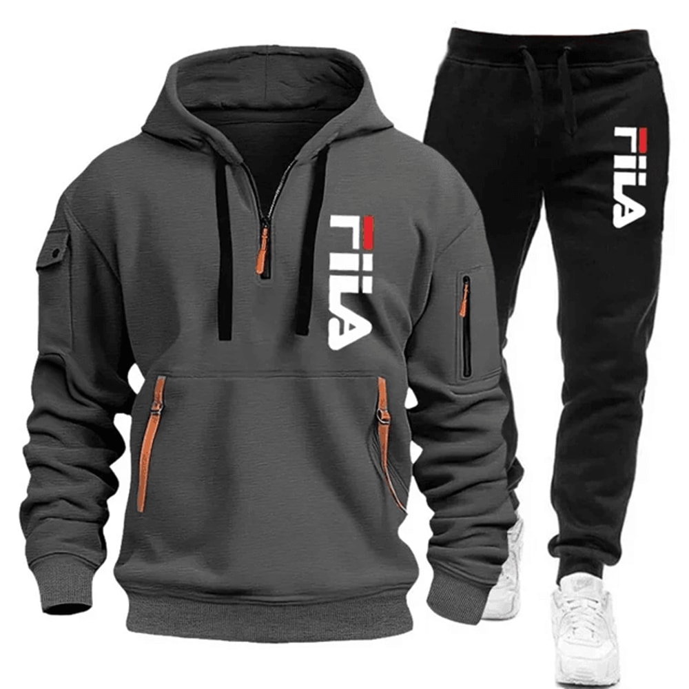 Mens Zip Up Hoodie And Sweatpants Sportswear Set Casual Fitness Jogging Outfit 5