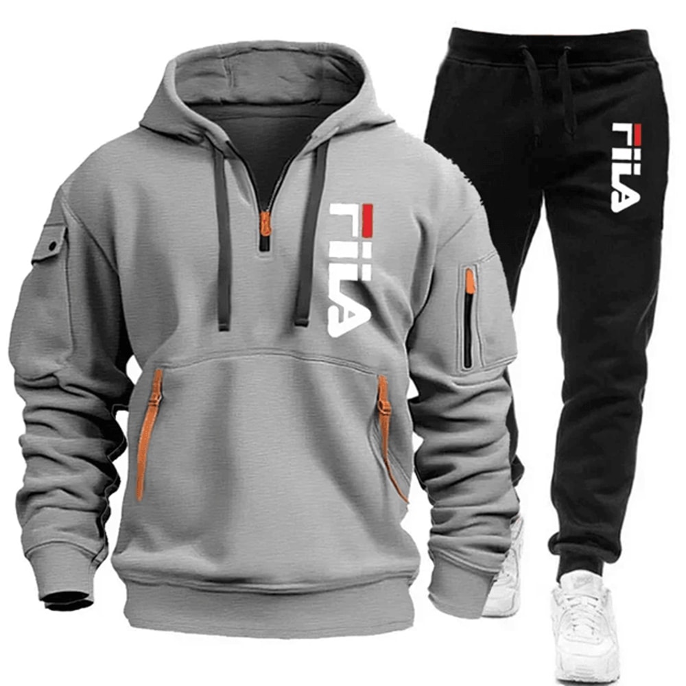 Mens Zip Up Hoodie And Sweatpants Sportswear Set Casual Fitness Jogging Outfit 6
