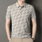Mens Business Casual Printed Polo Shirt Short Sleeve Breathable Top 1