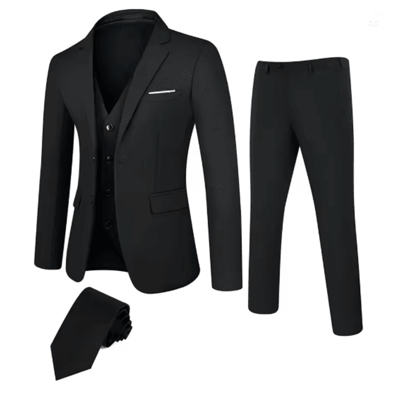 Mens Business Suit Set Regular Fit Formal Tuxedo Jacket And Trousers 4