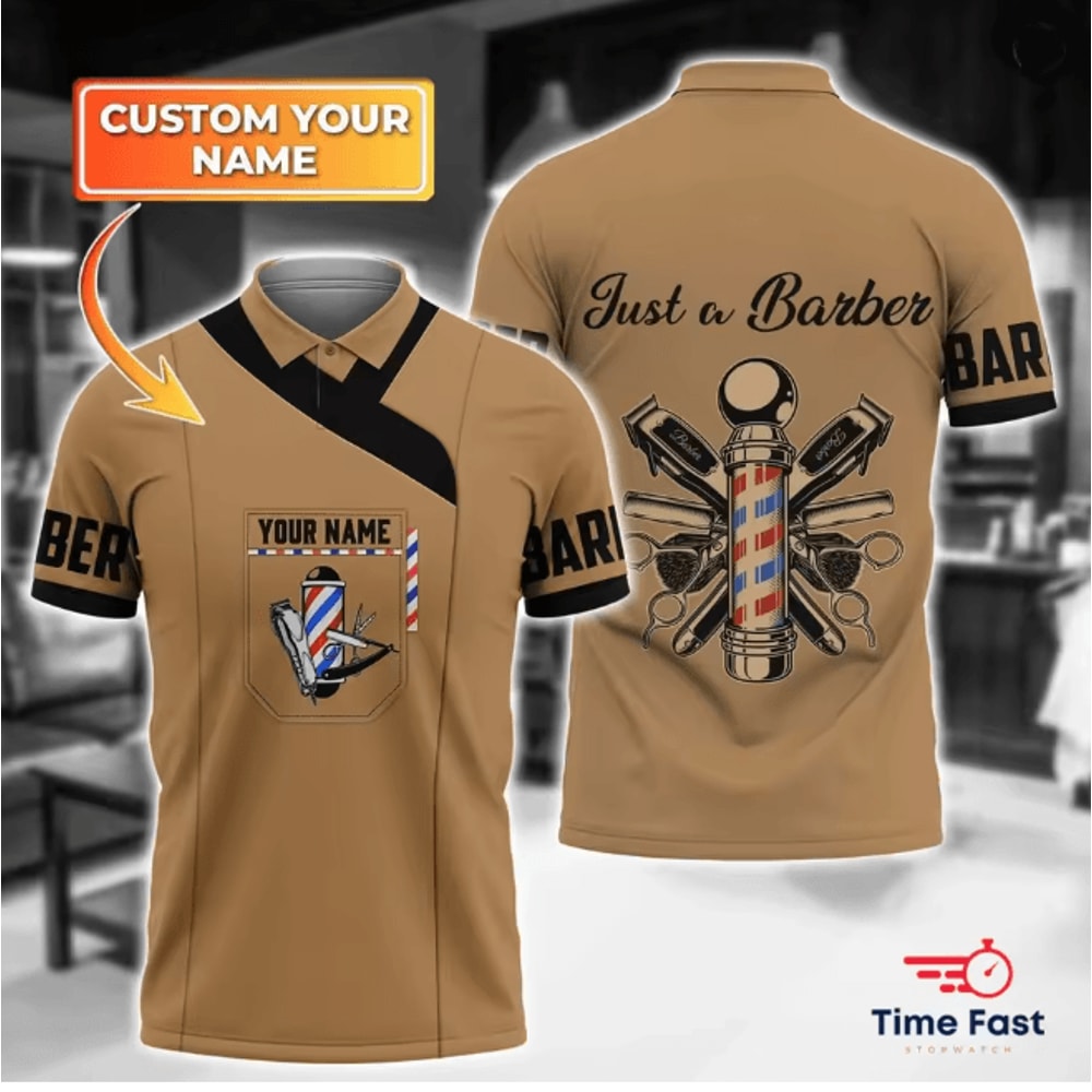 Mens Barber Polo Shirt Short Sleeve Professional Uniform Top 6