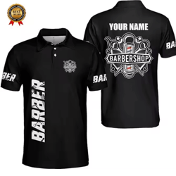 mens barber polo shirt short sleeve professional uniform top