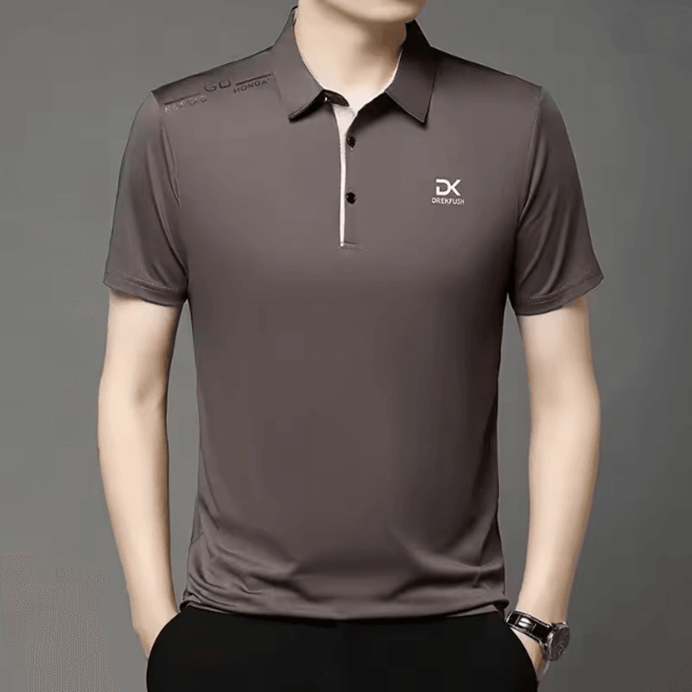Mens Business Casual Polo Shirt Short Sleeve Breathable Top 0