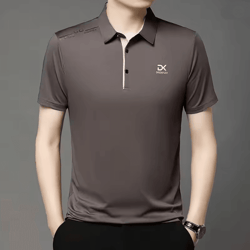 mens business casual polo shirt short sleeve breathable top