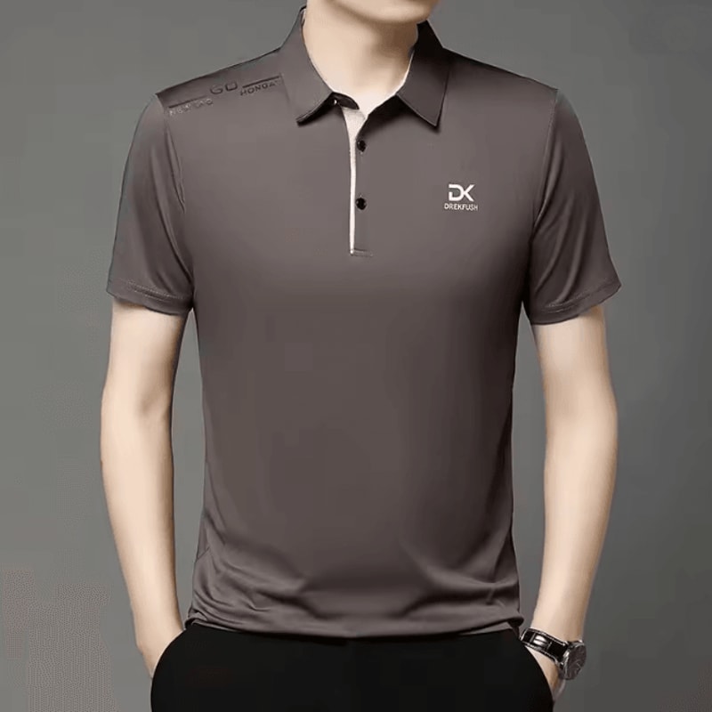 Mens Business Casual Polo Shirt Short Sleeve Breathable Top 0